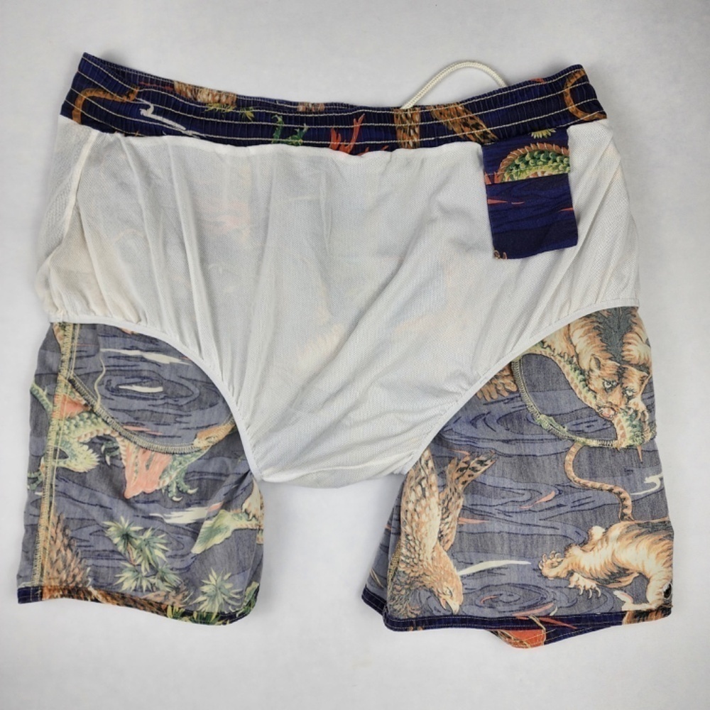 Polo Ralph Lauren - Swim Trunks Asian Style Dragon Eagle Tiger Mens Blue - Sz XL - Picture 5 of 11